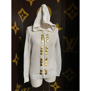 Just B Sparkly, Hooded, Cardigan Sweater Size Small